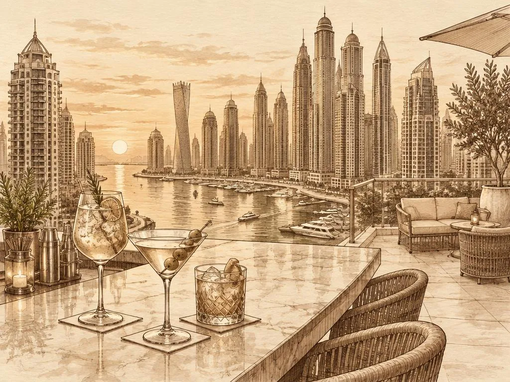 Dubai happy hour illustration