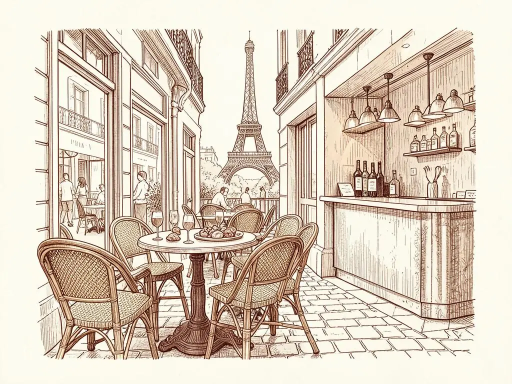 Paris happy hour illustration
