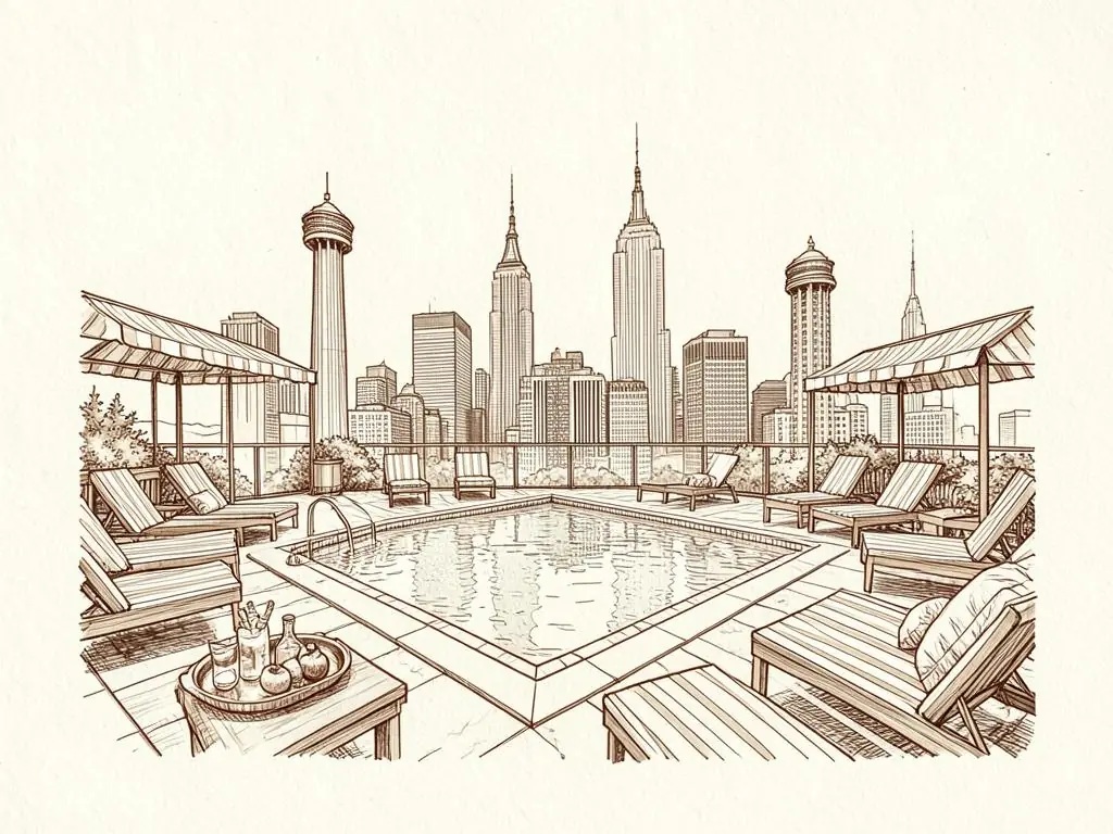 New York hotel pools & pool clubs illustration