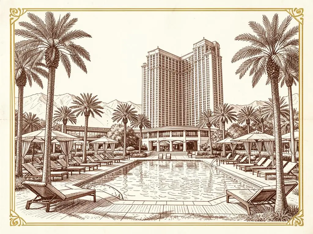 Las Vegas hotel pools & pool clubs illustration