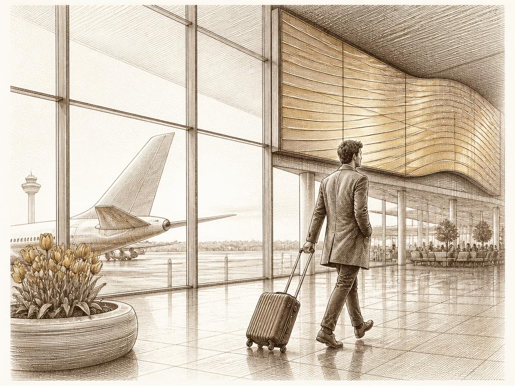 Amsterdam airport concierge illustration