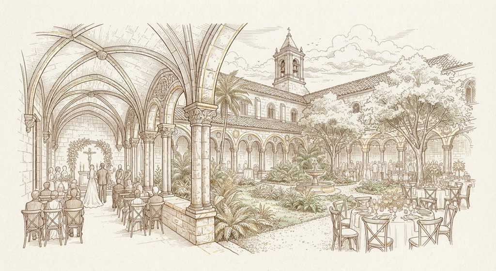 Ancient Spanish Monastery illustration