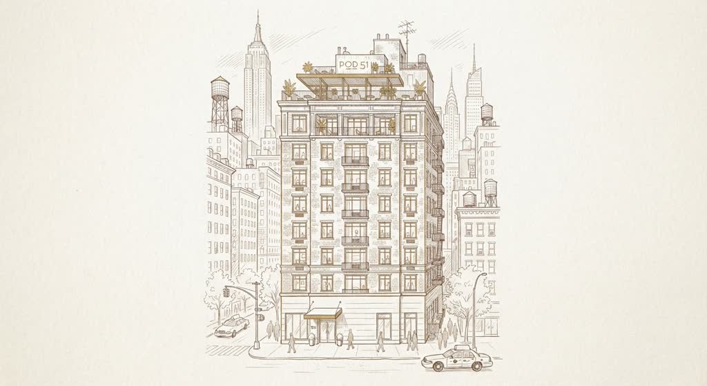 Pod 51 Hotel illustration
