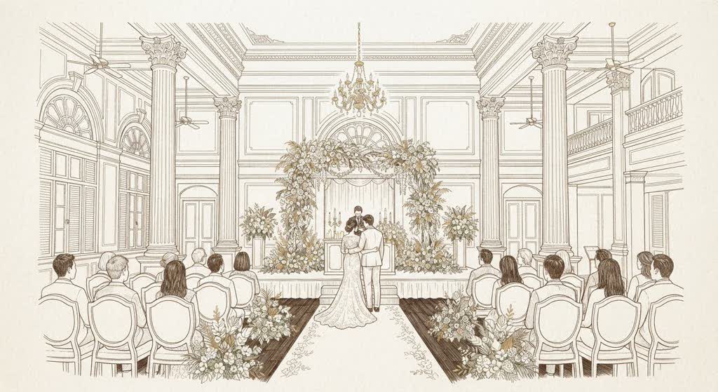 Raffles Hotel Singapore Weddings illustration